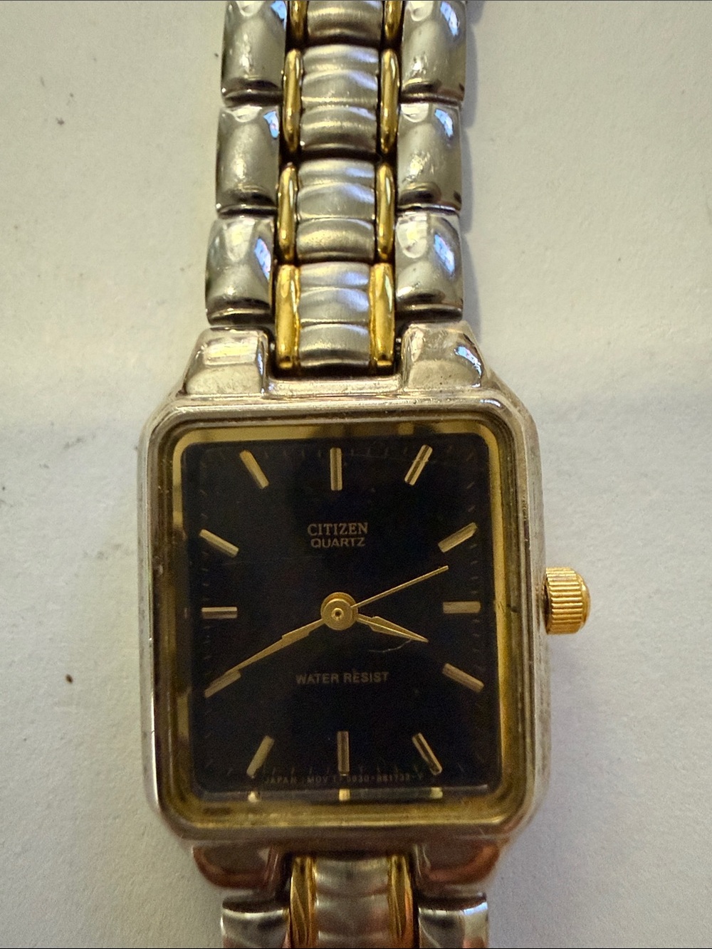 Citizen Two-Tone Gold and Silver Men's Quartz Watch with Black Dial